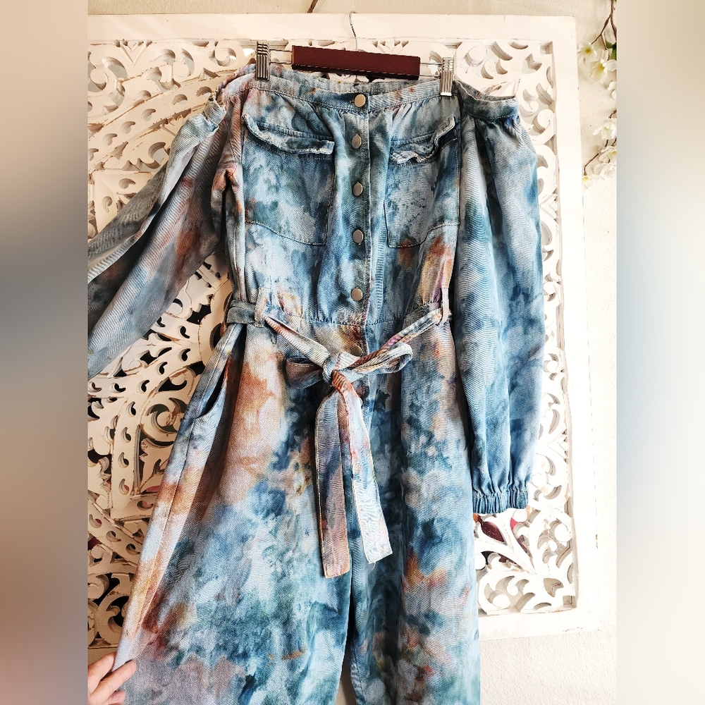KIKI HARPER TIE DYE OFF SHOULDERS OVERALL SIZE XL - Picture 9 of 16